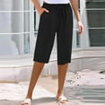 thumbnail image 2 of biudgviw Capri Pants for Women High Waisted Workout Yoga Pants Loose Fit Straight Leg Cropped Pants with Pockets Lounge Capris, 2 of 7