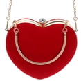 thumbnail image 1 of WORGEOUS 1 pieza de bolso de mano con forma de corazón, bolso de noche, bolso de cena, bolso de mano para banquete de boda para mujer (rojo), 1 of 7