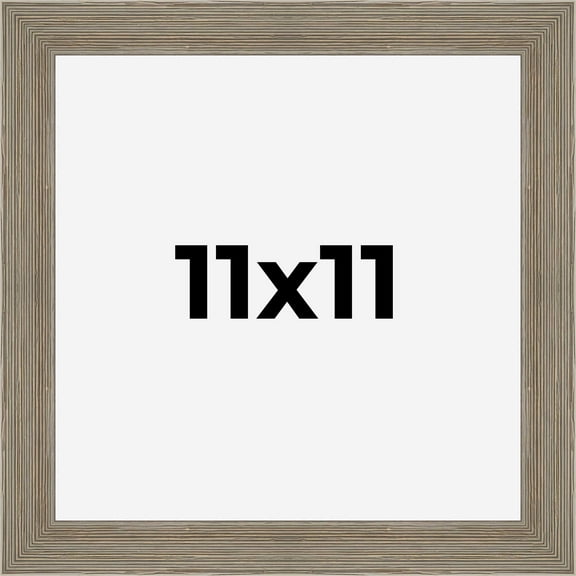 11x11 Frame Gray Barnwood Rustic Solid Wood Picture Frame | 1.5 Inch Moulding Width | Includes UV