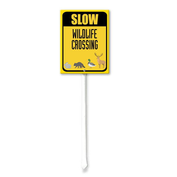 Eveokoki Slow Wildlife Crossing Sign With Stake For Neighborhoods Yard Farm Aluminium Caution 4.6x6inch Farm Decorations Yard Lawn Walkway Decorations Animal Signs
