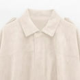 thumbnail image 6 of UTSJKR Faux Suede Jacket Women Cropped Bomber Casual Vintage Coats Lapel Moto Jackets Fashion 2025 Fall Outerwears Beige L, 6 of 7