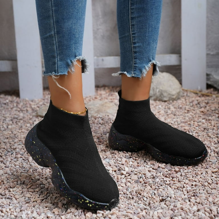 Women s Casual Platform Sneakers Breathable Splash Ink Socks Shoes Women s Wedge Sneaker Sneaker Boots for Women Sneaker Socks for Women Sneaker Wedges for Women Sneaker Slippers for Women Womens Walm...