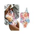 thumbnail image 4 of Liacowi Women One Piece Swimsuit One Shoulder Swimwear Sleeveless Graffiti Print Tummy Control Bathing Suits, 4 of 5