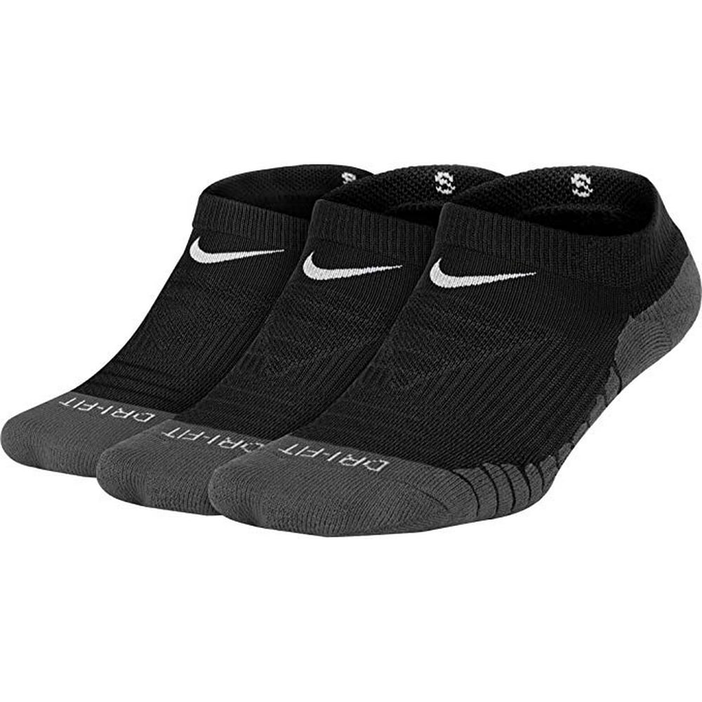 Nike Kids' Dry Cushion No Show Socks 3 Pack (Black Black Black, M