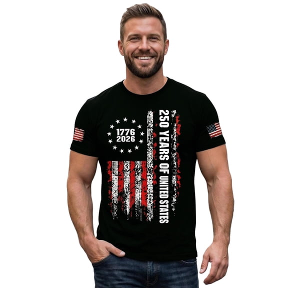xfsWaSs 250th Anniversary USA Shirts Mens American Flag T-Shirt 4th Of July T Shirts Independence Day Graphic Tshirt Short Sleeve Tops Stretch Tee Shirts