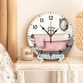 thumbnail image 3 of YladaFaie Watercolor Vintage Bathtub 10 Inch Round Hanging Clock Battery Operated Vintage Farmhouse Wall Decor for The Living Room Kitchen Bedroom and Patio Light, 3 of 7