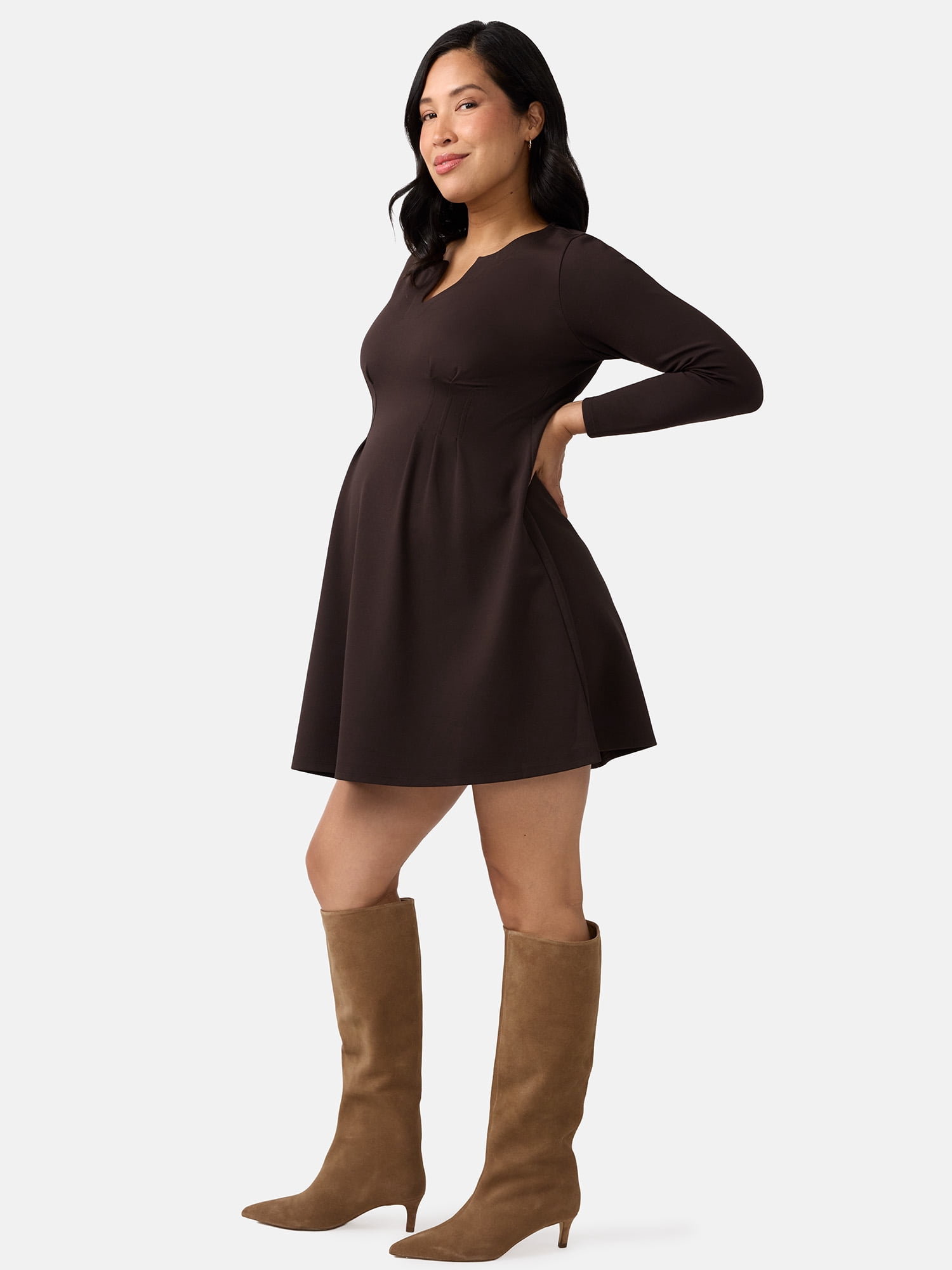 Ingrid & Isabel For Every Belly Women’s Maternity Pintuck Mini Dress, Sizes S-XXL