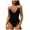 Black, variant on Huesdet Women's One-piece Swimsuits Deep V Neck Keyhole Cutout O Ring Textured Bathing Suit[Black,S]