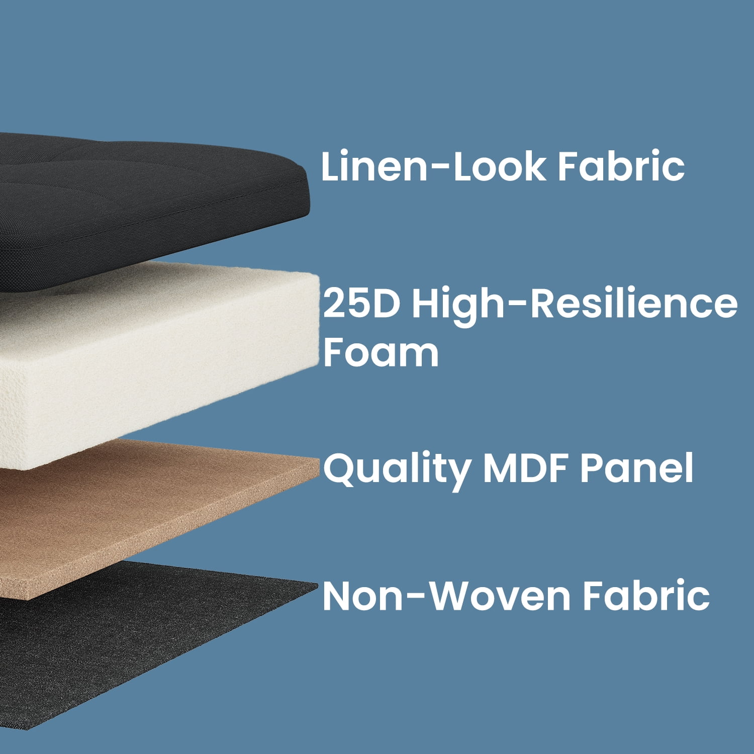 LEDREM 43" Foldable Storage Ottoman Bench with 660lb Capacity, Ottoman with Storage, Footrest, for Living Room, Bedroom, Ink Black