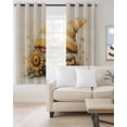 thumbnail image 2 of Yellow Gnomes Blackout Curtains for Bedroom Living Room Darkening Curtains 84 Inch Length 2 Panels Set Sunflower Botanical Line Retro Pastoral Window Curtain Window Treatment Grommet Drapes 42"x84", 2 of 9