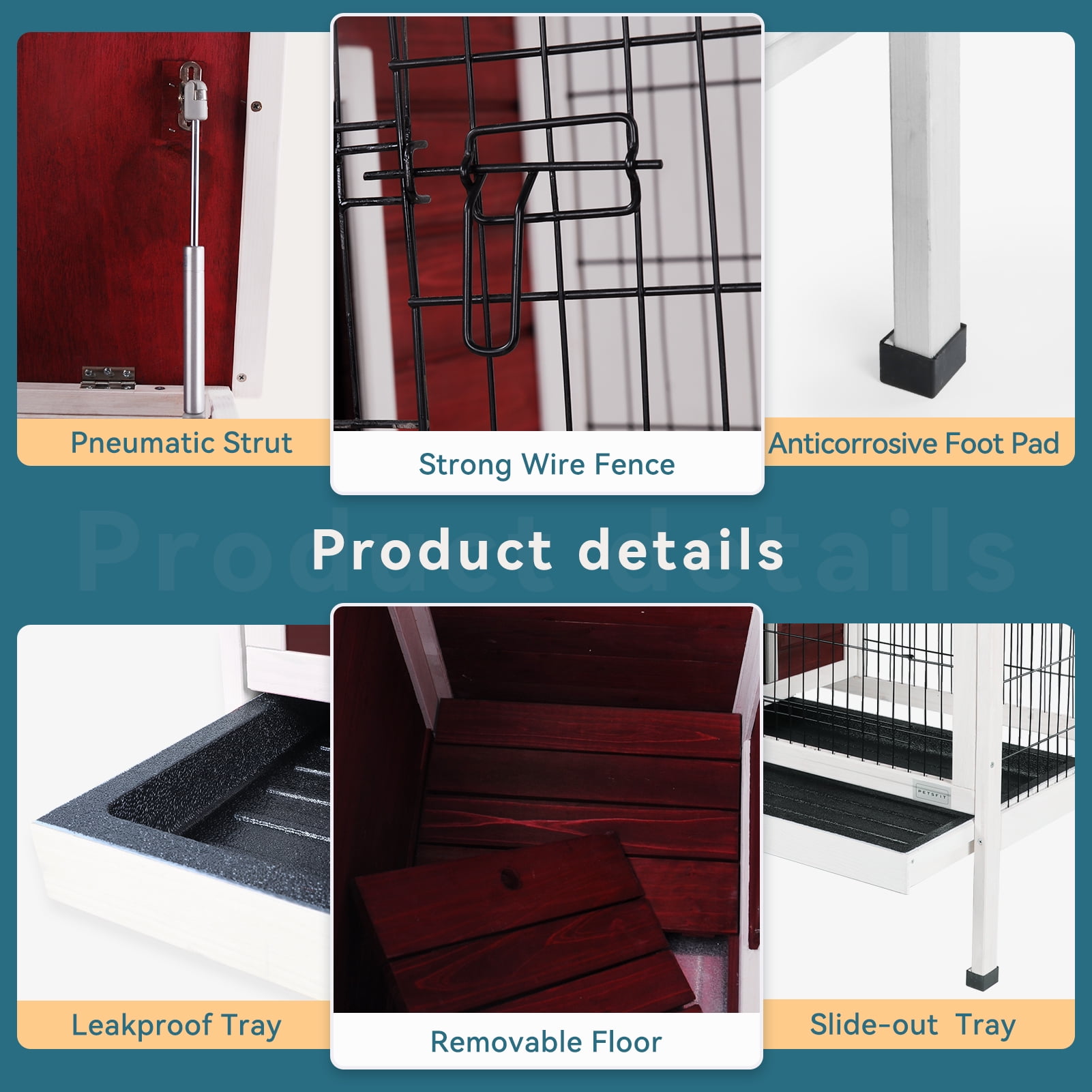 Petsfit Spacious Comfortable Large Rabbit Hutch with Ventilation and Pull Out Tray, Indoor and Outdoor Guinea Pig Cage
