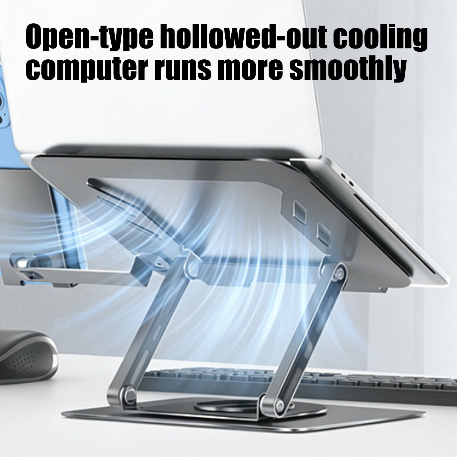 Carbon Steel Laptop Cooling Stand With Silicone Grips And Open Design For Enhances Airflows