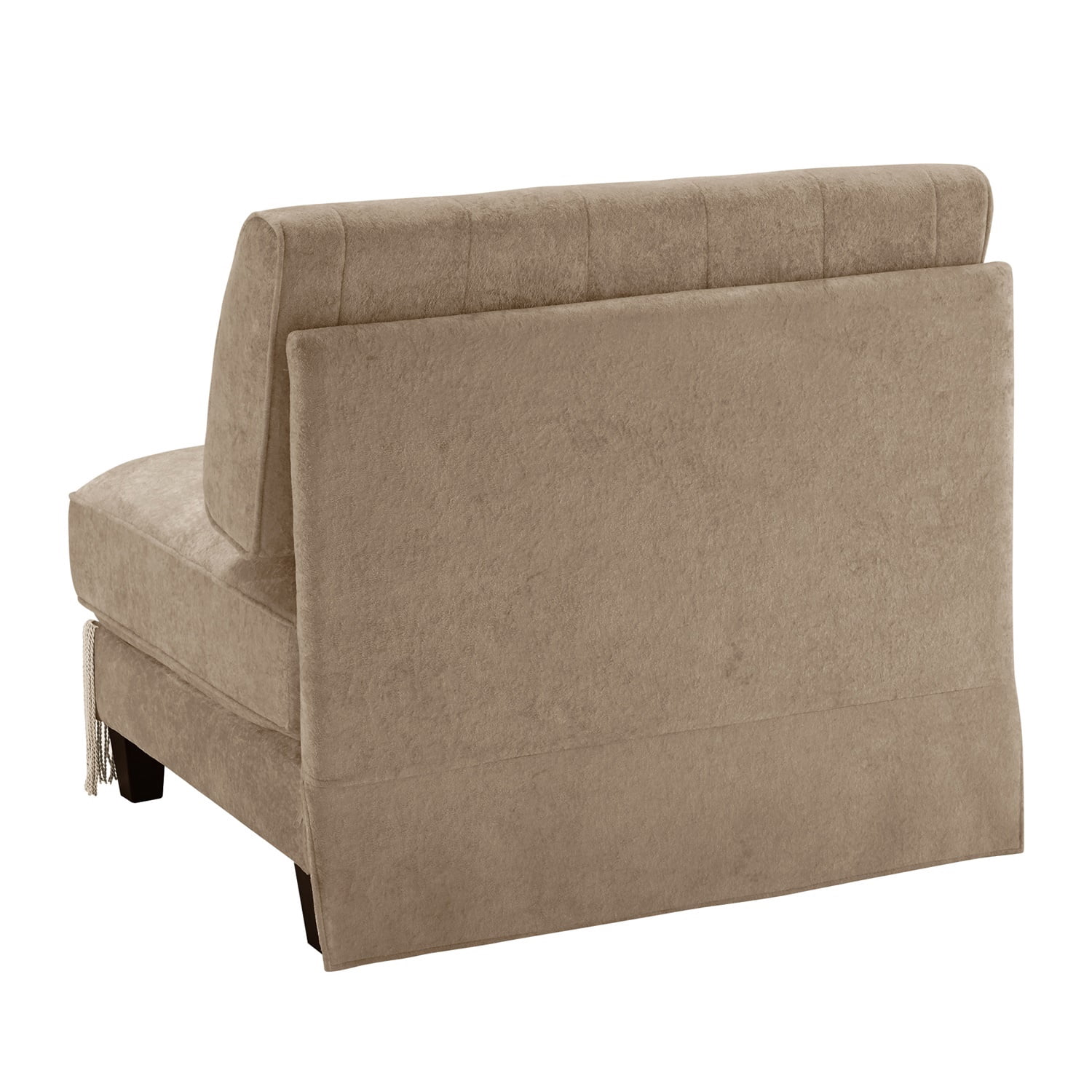 Hommoo Comfort Velvet Fabric Armless Sofa, Button Tufted Design & Floor-grazing Tassel, Camel