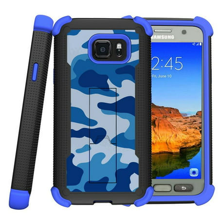 Samsung Galaxy S7 Active Case | S7 Active Blue Silicone Case [ShockWave Armor] High Impact Kickstand Case - Blue