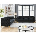 thumbnail image 2 of Black 3 - Section Velvet Sofa with Foam Filling / Soft and Comfortable for All - Day Use, 2 of 6