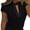 Black-23, variant on Mittory Women's Casual Cut Out Cap Sleeve Notch V Neck Shirts Lace Trim Solid Blouse Tops