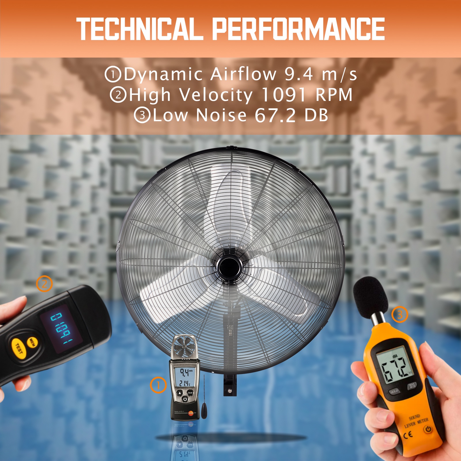 24in. Indoor and Outdoor Use High Velocity Wall Fan with Oscillation Black with Safety GFCI Plug