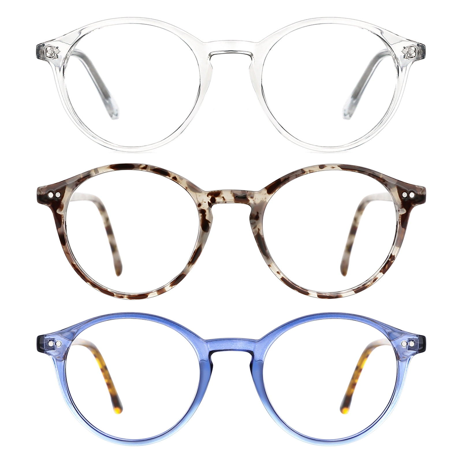 TIJN Unisex Retro Round Glasses with Blue Light Blocking Lenses Lightweight Frame UV Filter Computer Glasses