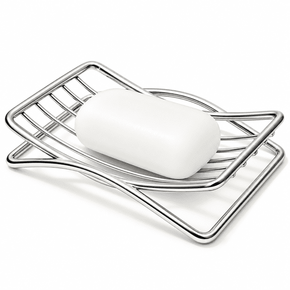 Stainless Steel Soap Dish, Self Draining Quick Dry Bar Soap Holder for Bathroom Shower, Multifunctional Soap & Sponge Storage Rack for Kitchen Sink, Easy to Clean