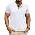 thumbnail image 2 of Khunlpohl Mens Casual Shirts Short Sleeve V Neck Buttons Tops with Pocket Classic Business Loose Tshirts, 2 of 5