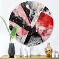 thumbnail image 2 of Designart "Marble Whispers Red and Black II" Abstract Marble Metal Round Art Living Room, 2 of 5