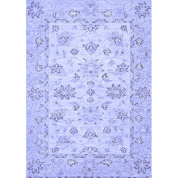 Ahgly Company Machine Washable Indoor Rectangle Oriental Blue Traditional Area Rugs, 3' x 5'