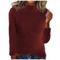 thumbnail image 4 of Sakmal Red Womens Fall Sweaters Cozy Mock Neck Knit Solid Sweaters for Women XXL, 4 of 5