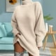 thumbnail image 2 of Vestido de suéter para mujer, elegante vestido de suéter de cuello alto para mujer para otoño e invierno, suéter holgado y cálido con mangas largas, 2 of 5
