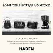 Haden Heritage 4 Slice Wide Slot Toaster & Coffee Maker, Black & Chrome
