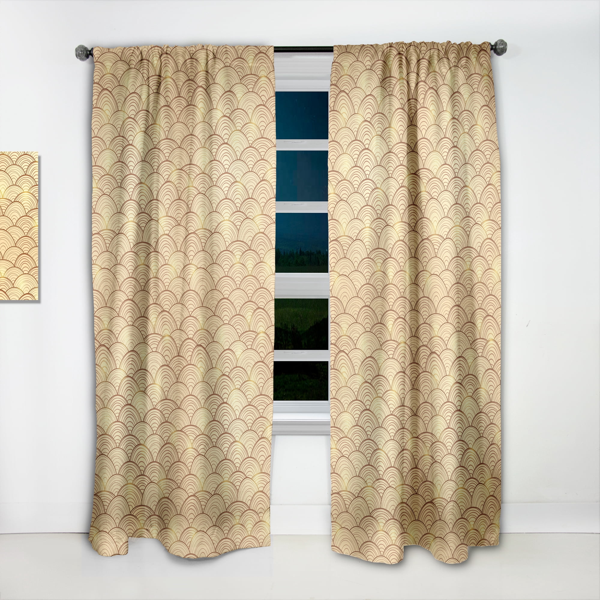 Designart 'Retro Golden Clouds In The Sky' Mid-Century Modern Curtain Panel