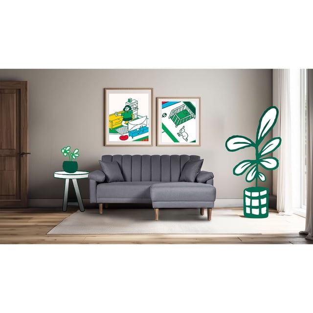 Sala Modular Sofá Cama Reversible Makora Lino Gris Oxford Modelo Calatrava