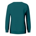 thumbnail image 4 of Women's Solid Color Crewneck Sweatshirt, Casual Long Sleeve Pullover Top with Front Pockets, Comfortable No Hood Streetwear for Daily Wear, Home and Outdoor Activities Blackish Green L, 4 of 5