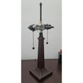 thumbnail image 4 of 21" Amber Cream and Blue Stained Glass Two Light Mission Style Table Lamp, 4 of 8