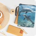 thumbnail image 4 of HELLHERO Dolphin Book Organizer Bag Classic Bible Tote Bags with Zipper Pocket Polyester Fabric Handle for Librarian Travel Teachers 8.66 x 11.42 Inch, 4 of 7