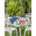 thumbnail image 4 of Outdoor Tablecloth with Umbrella Hole Zipper Pink Orange Floral Round Tablecloth 54" Waterproof Outside Table Cloth Summer Botanical Flower Leaf Patio Table Cover Tablecloths for Picnic Party, 4 of 8