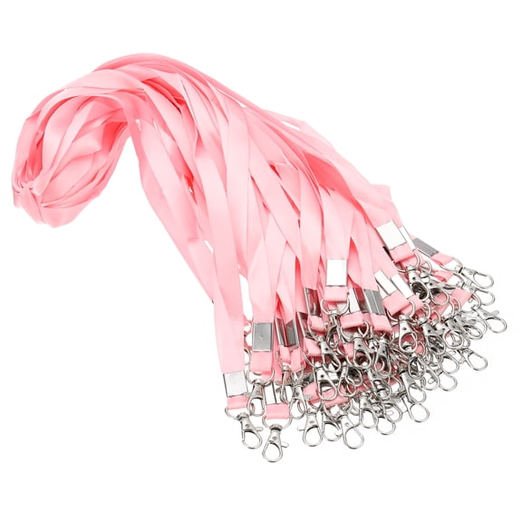 Uxcell 48cm Lanyards Bulk, 50Pcs Teacher Lanyards for ID Badges Keys Badge Lanyard Durable Personalized with Clip for ID Card, Pink