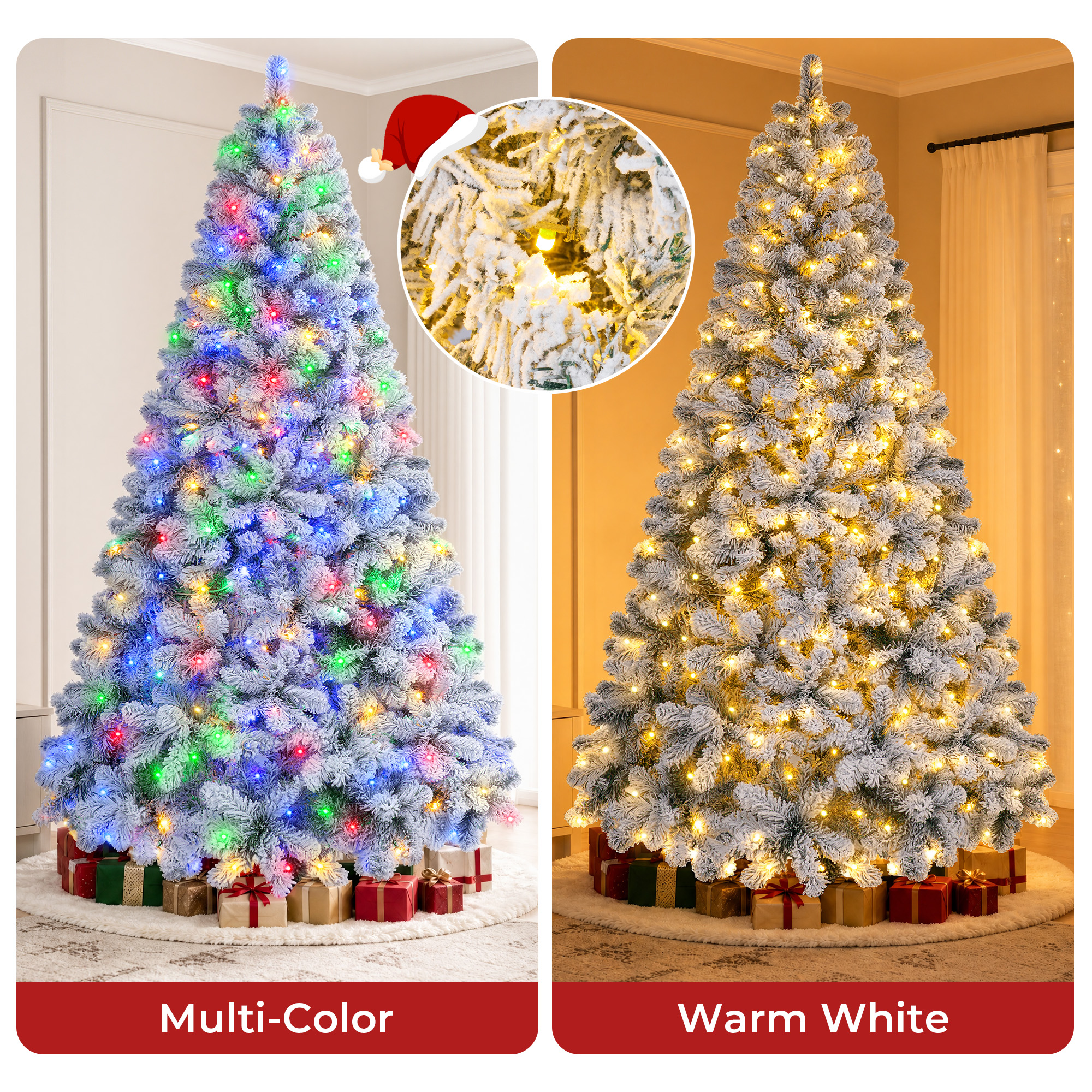 FIRSTNESS 7.5ft Pre-Lit Snow Flocked Christmas Tree, 11 Light Modes photo 2