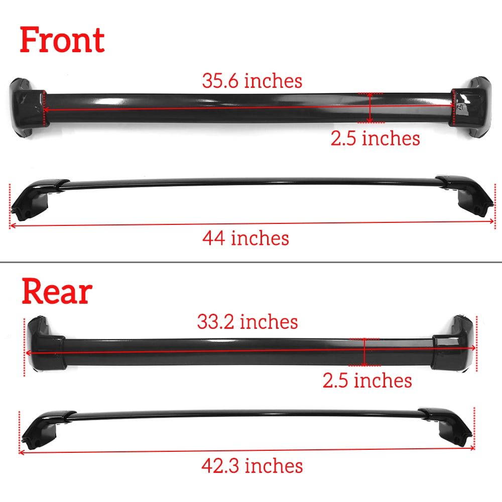 Ikon Motorsports Compatible with 12-16 Honda CRV OE Factory Style Roof Rack Cross Bar Black Polish 2Pc