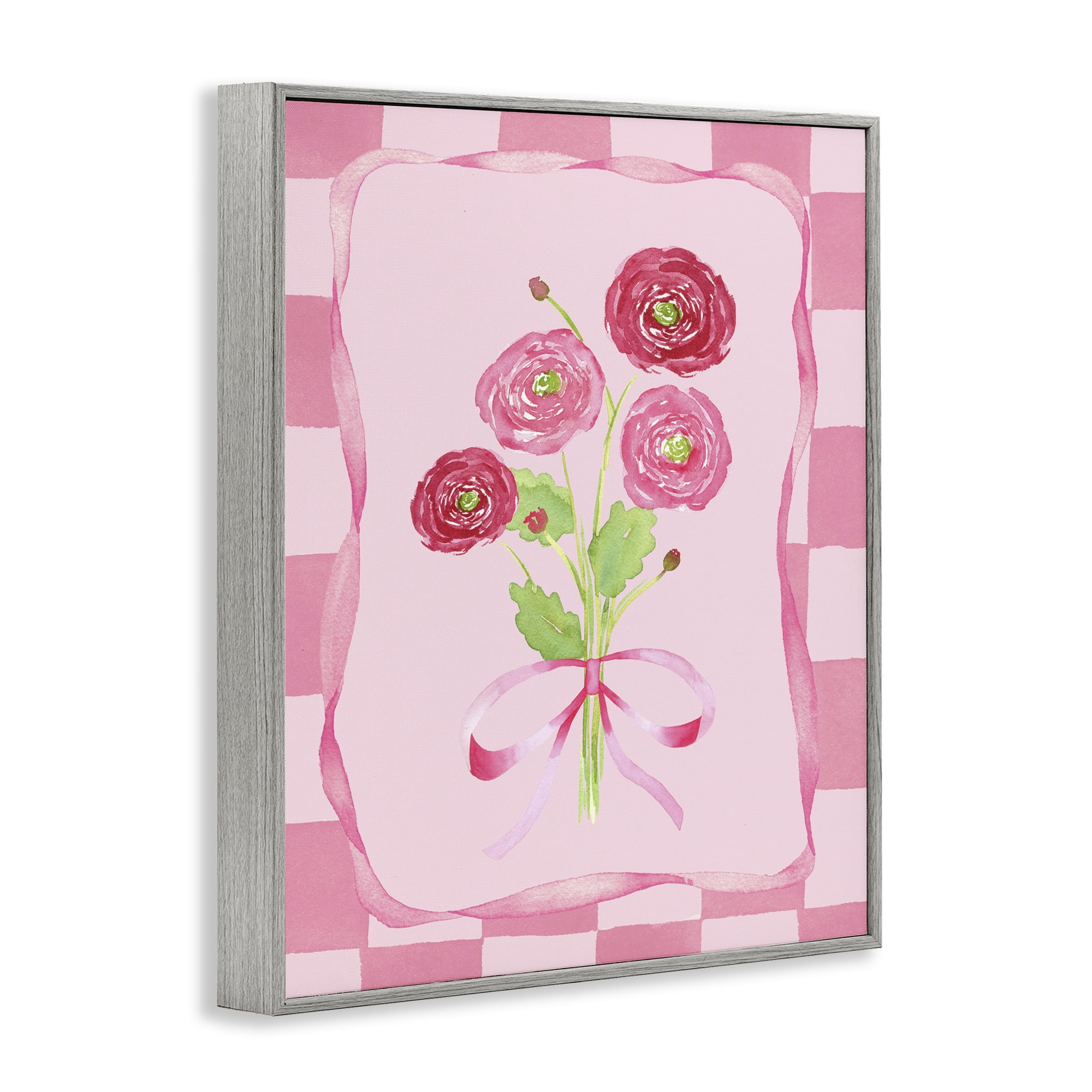 Pretty And Sweet Ranunculus Gray Framed Giclee Art, design by Nina Jacobs