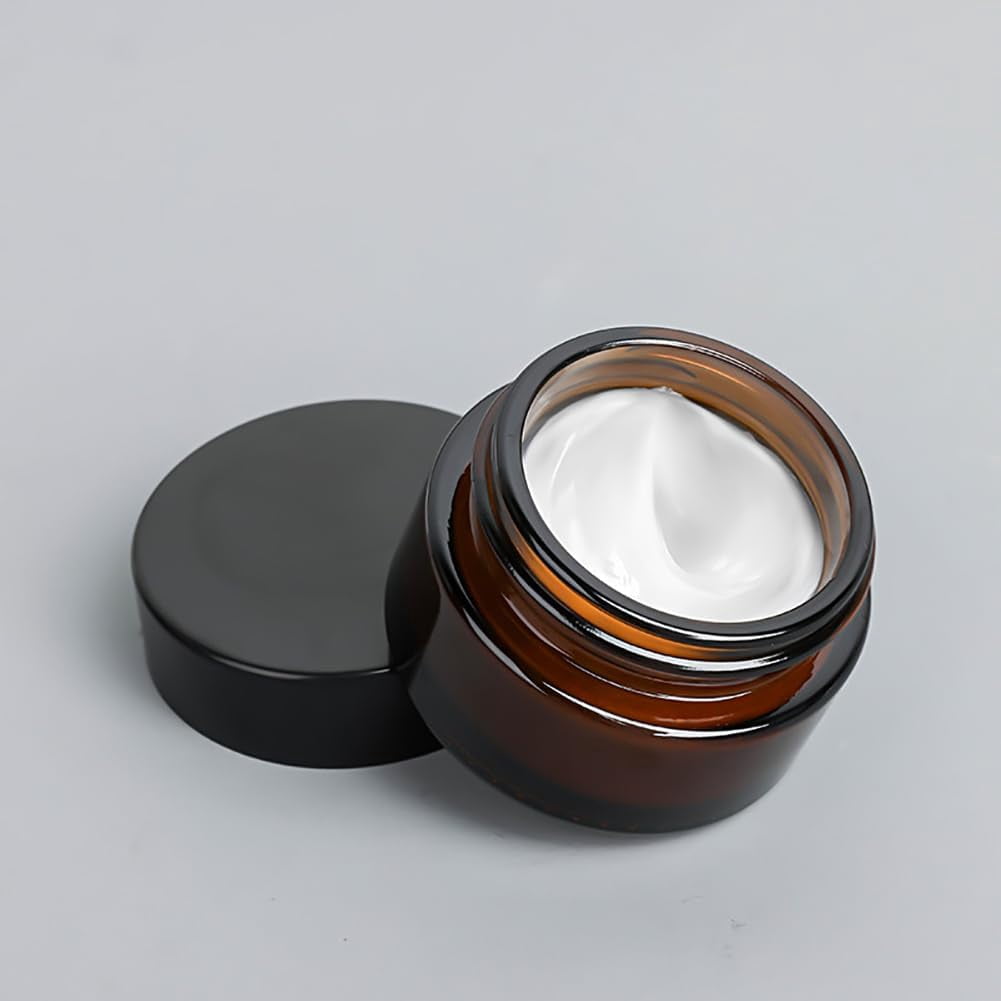 LUU-6 Pcs Amber Glass Cosmetic Containers Face Cream Jars Empty Refillable Lotion Container Travel Portable Makeup Bottles Small Sample Pots 20ml_SAI
