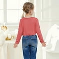thumbnail image 5 of BLVB Girls Open Front Shrug Cardigan Kids Children Cropped Tops Long Sleeve Bolero with Button Closure Size 5-14 Years, 5 of 6