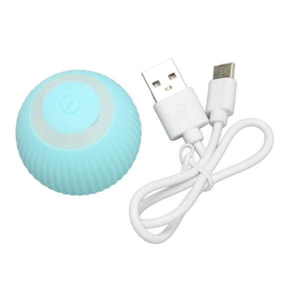 Pelota interactiva para gatos, recargable por USB, segura, con 2 modos de uso, resistente a mordeduras y antiobstáculos, color azul y verde.