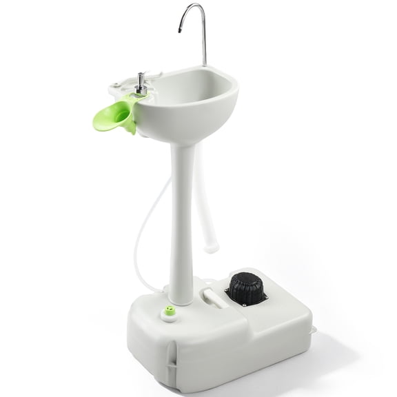 Portable Camping Sink with Water Tank Removable Outdoor Wash Basin White