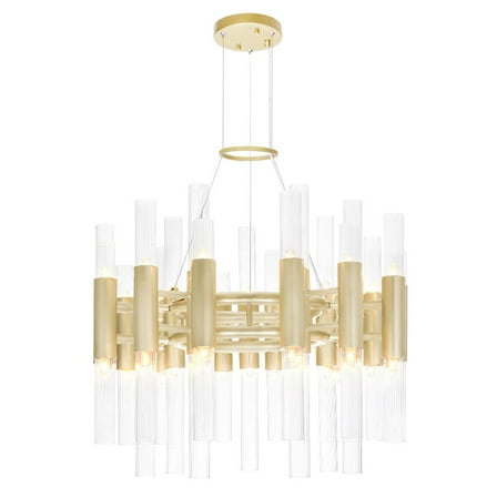 CWI Lighting Orgue 42 LED Light Metal Chandelier in Satin Gold