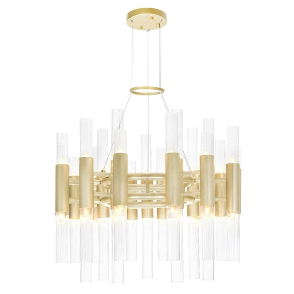 CWI Lighting Orgue 42 LED Light Metal Chandelier in Satin Gold