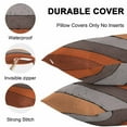 thumbnail image 4 of Waterproof Throw Pillow Covers Set of 2, 24x24 Inch Burnt Orange Grey Decorative Pillowcases Outdoor Pillow Slip Cushion Covers Set for Couch Tent Vintage Stripe Farmhouse Wood Grain, 4 of 7