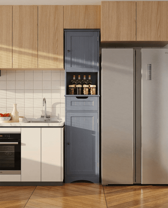 Aiho 67 " Bathroom Storage Cabinet with Adjustable Shelves, Kitchen Pantry with Drawer and Doors for Bathroom, Freestanding - White
