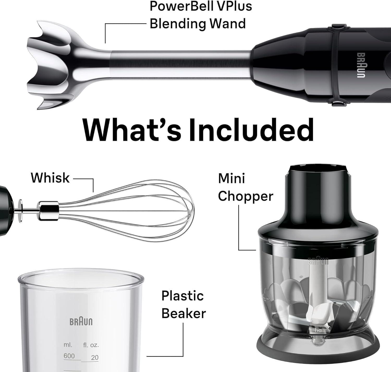 MQ50202M MultiQuick Vario 5 Handheld Blender – 21- with  Boost, Stainless Steel Blades, EasyClick System, 500W, Chopper, Whisk, Masher – Immersion Blender for Smoothies