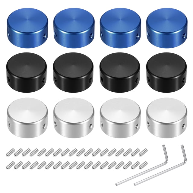 Uxcell 12 Pcs Footswitch Toppers Guitar Pedal Button Footswitch Cover Blue Black Silver