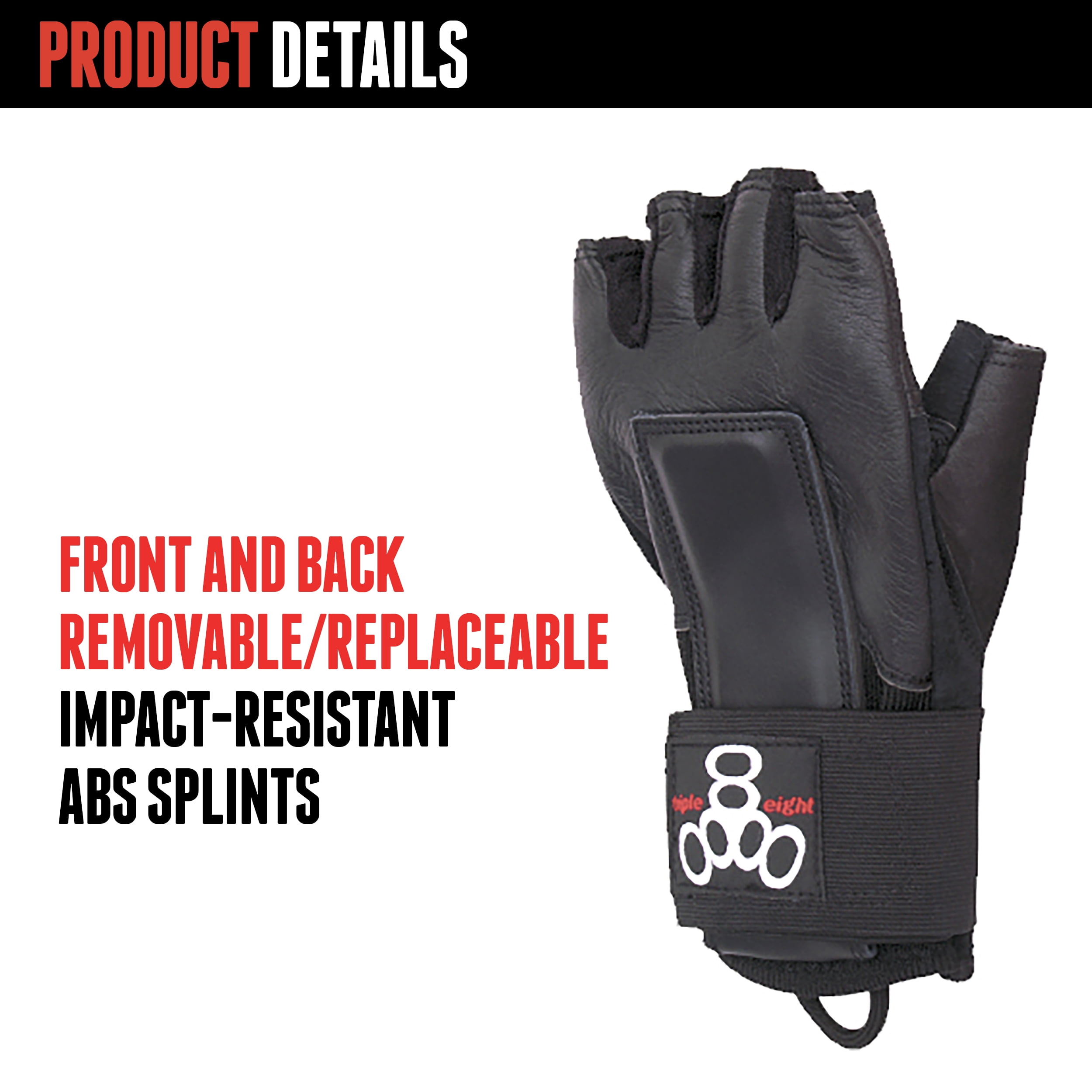Triple 8 Hired Hands Unisex XL Black Skateboarding Wrist